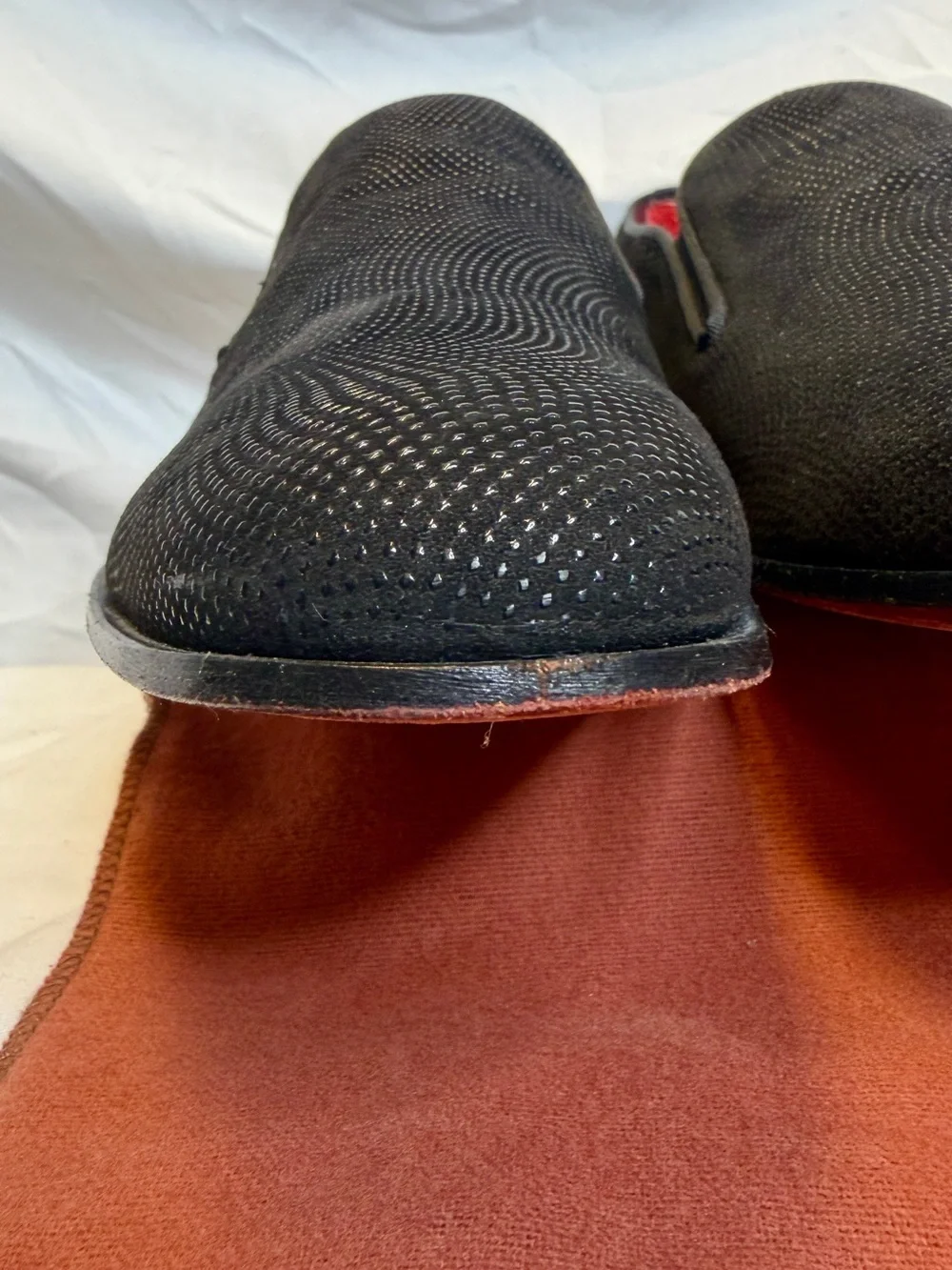 MEZLAN Men’s Crespi Custom Black Suede Studded Slip-On Dress Loafers; SIZE 13